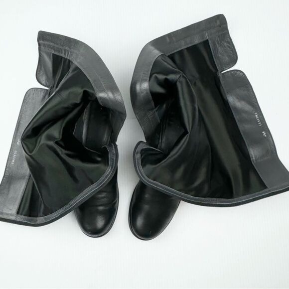 Stuart Weitzman Black Knee High buckle detail riding Boot 8.5 - Picture 10 of 12